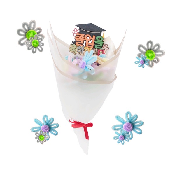 [입고예정] [축졸업]졸업 우드 토퍼 모루 꽃다발 만들기 (1인용, 3종 택1)